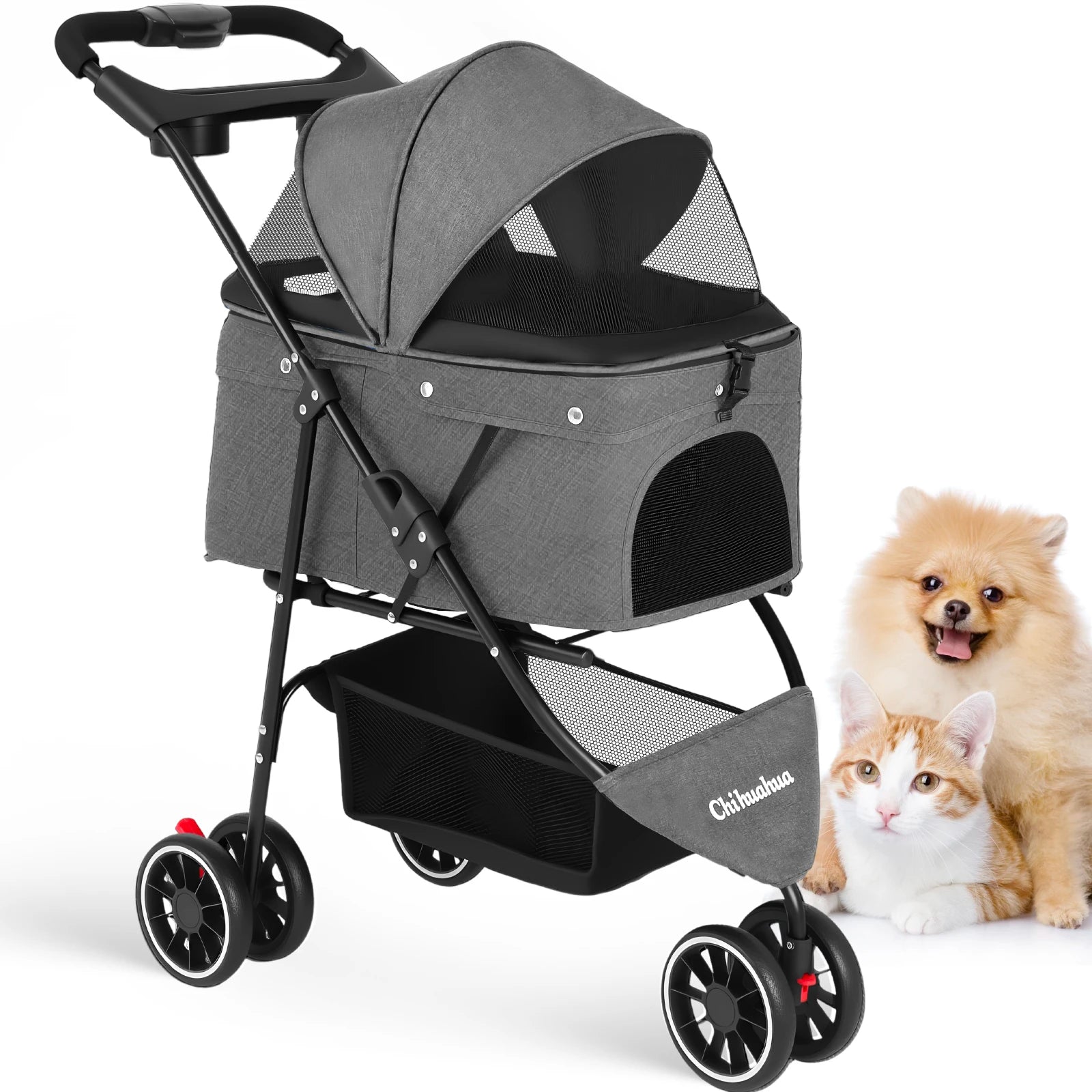 Portable Foldable Pet Stroller for Small Dogs & Cats