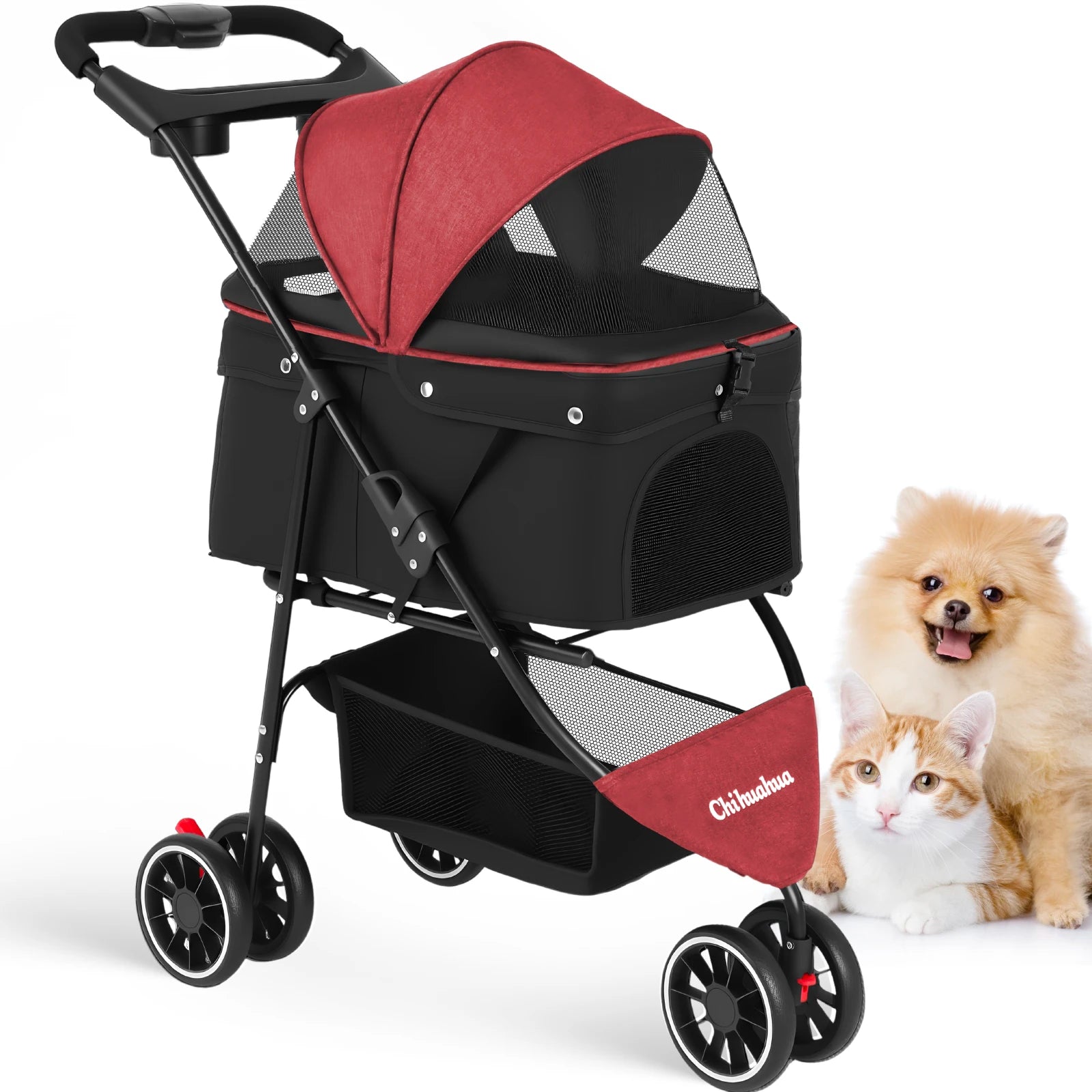 Portable Foldable Pet Stroller for Small Dogs & Cats