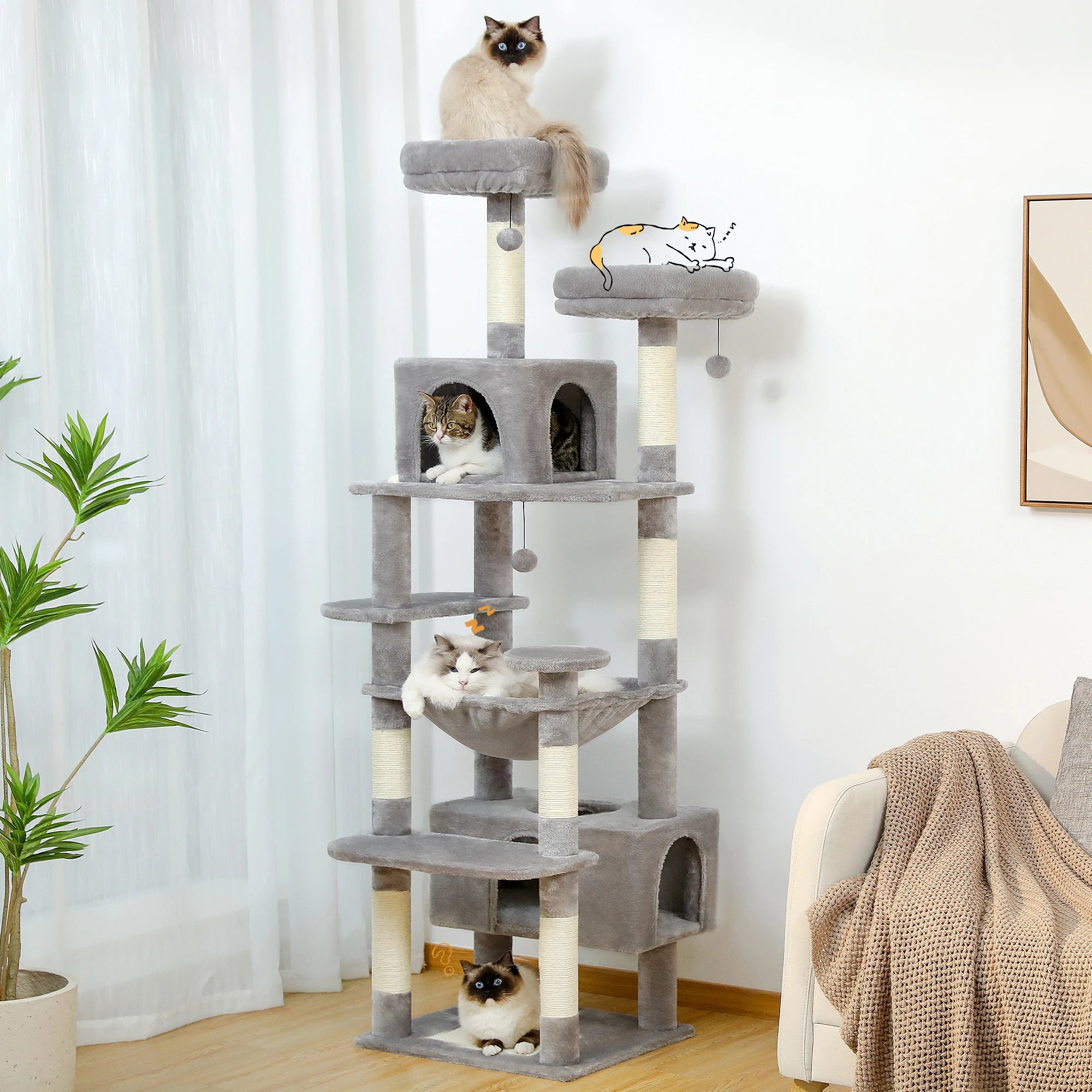 Large Cat Tree And Tower For Indoor Cats
