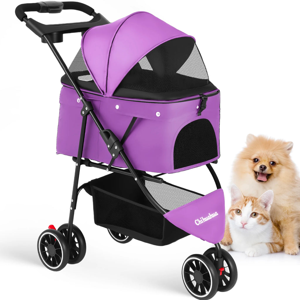 Portable Foldable Pet Stroller for Small Dogs & Cats