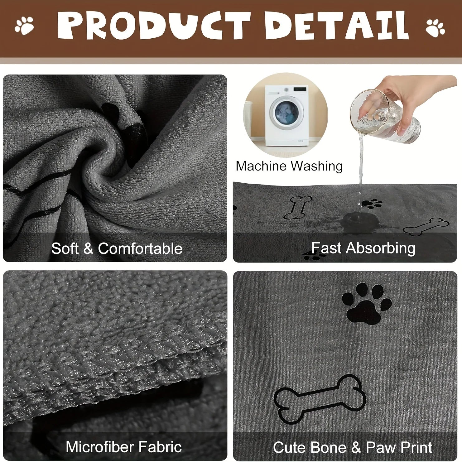 Quick-Drying Microfiber Dog Towel Absorbent