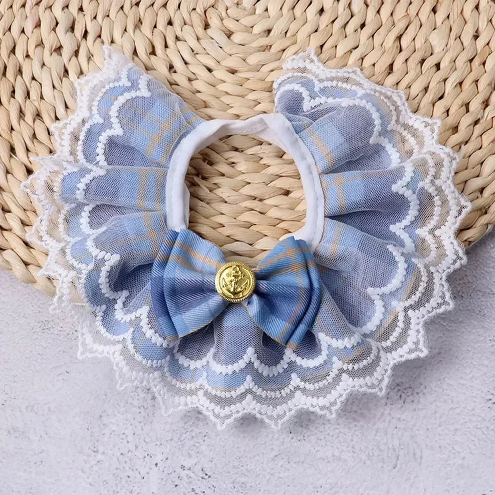 Lace-Edged Cat And Dog Collar With Bowtie